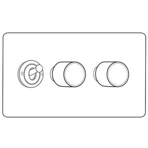 Studio Range Polished Bronze Switches & Sockets, Y07 - 3G Mixed Toggle Dimmer Switch 1xToggle 2xTED by Heritage Brass By M-Marcus