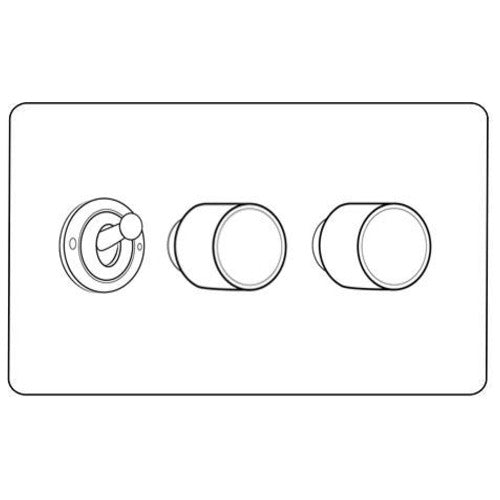 Verona Range Switches & Sockets - 3G Mixed Toggle Dimmer Switch 1xToggle 2xTED by Heritage Brass By M-Marcus