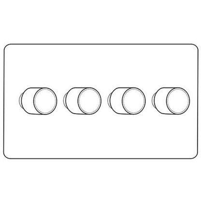Hoxton Paintable Range Primed White (Paintable) 4 Gang TED Dimmer (Compatible with LED Lamps)