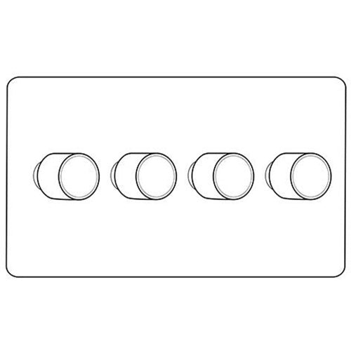 Mode Range Matt Black 4 Gang TED Dimmer (Compatible with LED Lamps)
