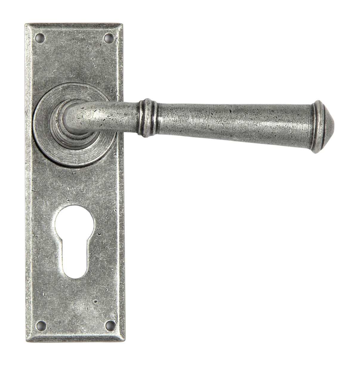 From The Anvil's Pewter Patina Regency Lever Euro Lock Set
