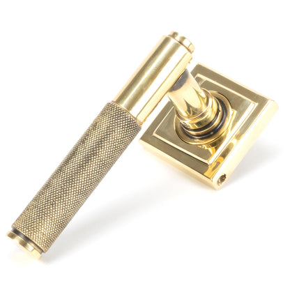 From The Anvil's Aged Brass Brompton Lever on Rose Set (Sprung)