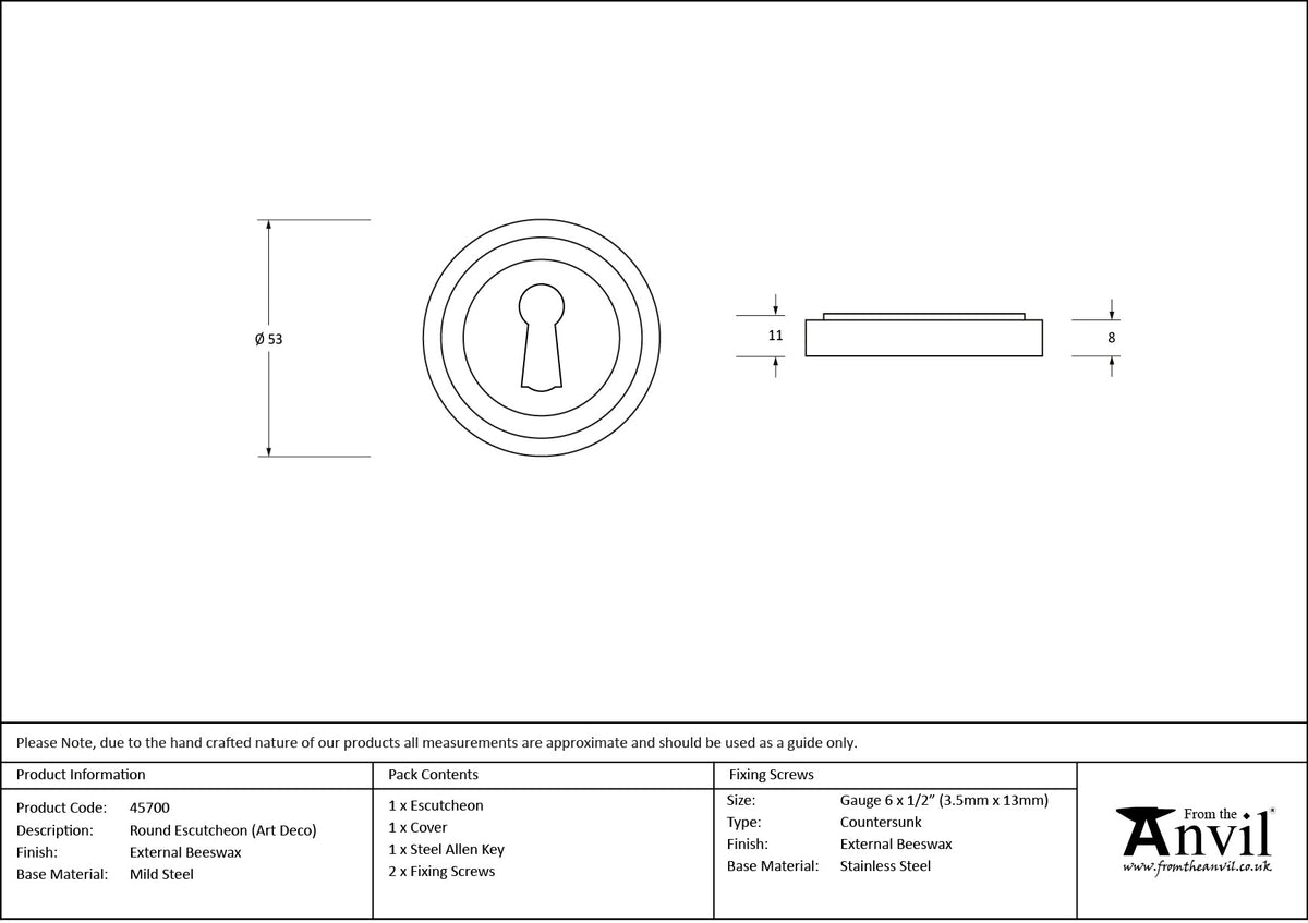 Round Escutcheon by From The Anvil
