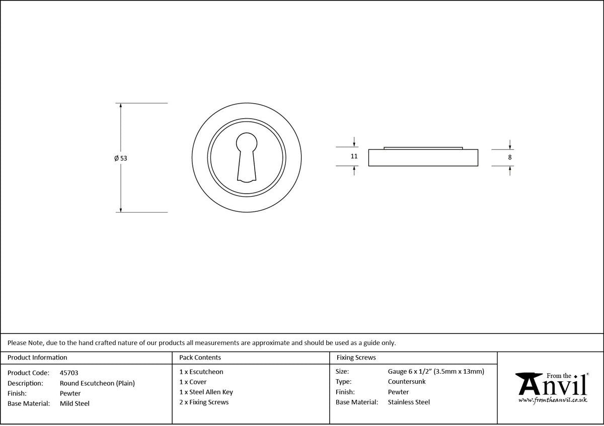 Round Escutcheon by From The Anvil