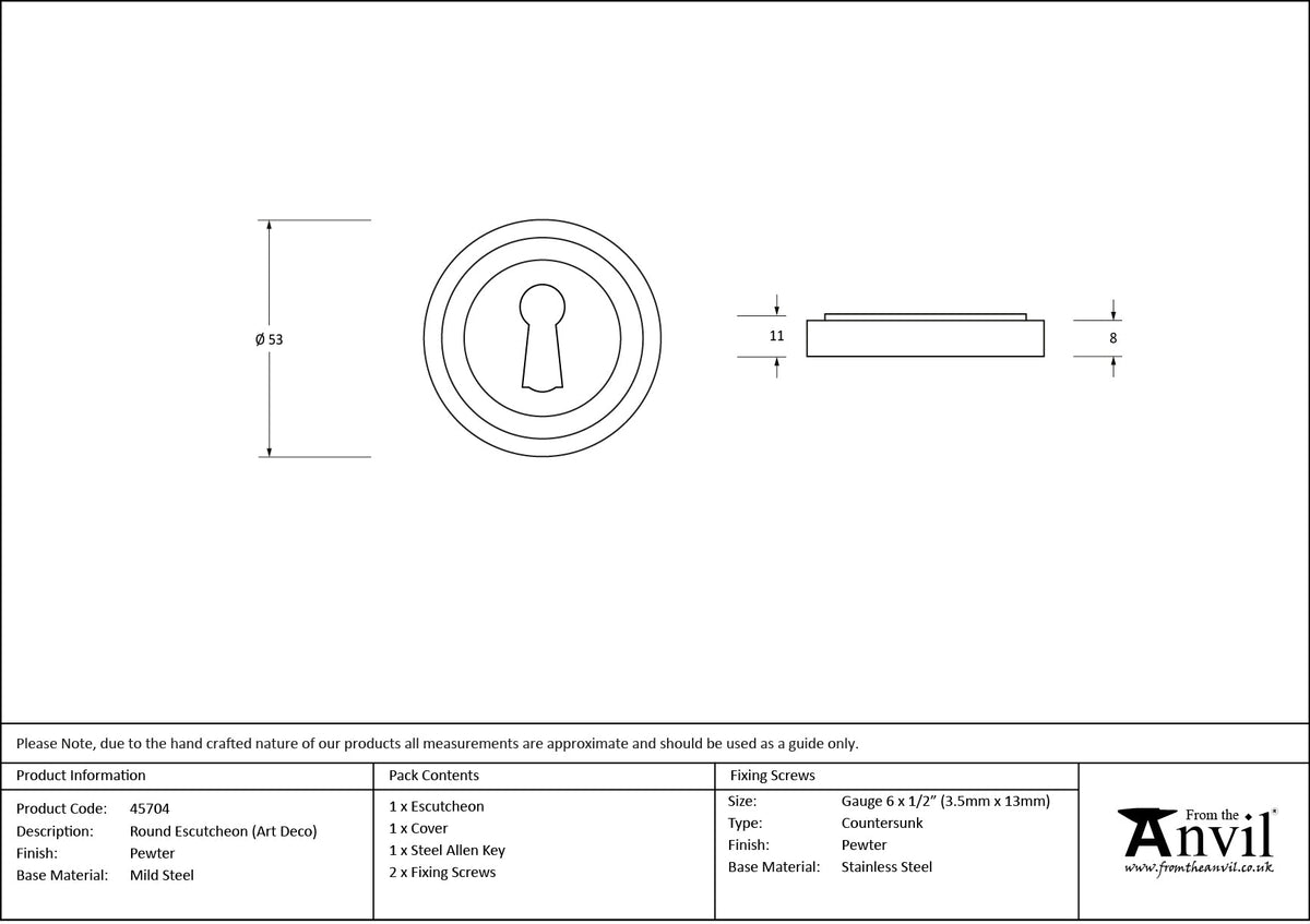 Round Escutcheon by From The Anvil