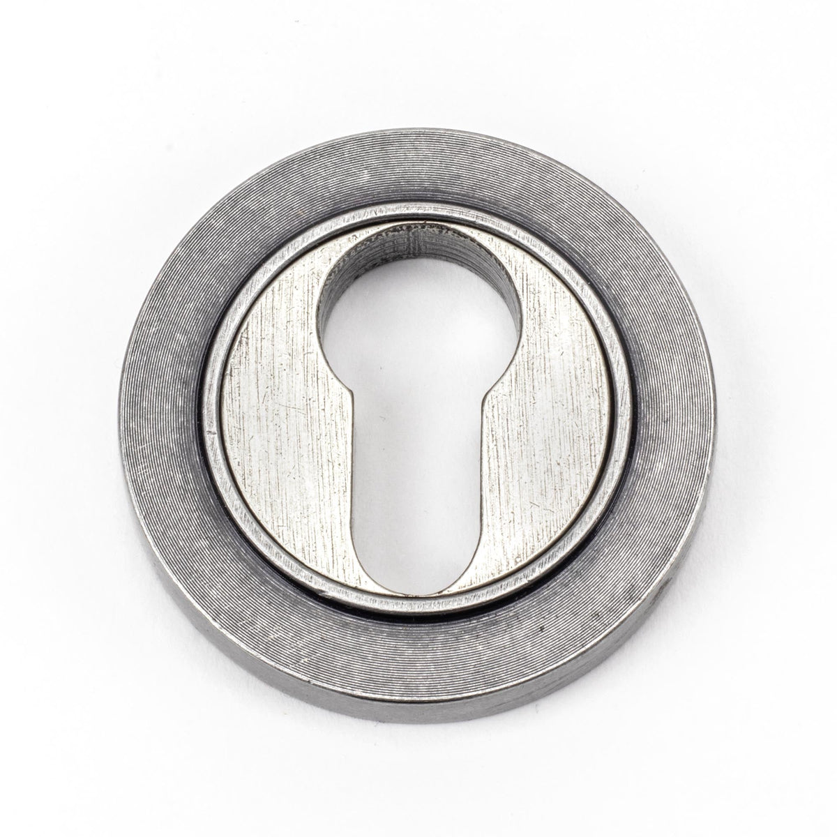 From The Anvil's Pewter Patina Round Euro Escutcheon