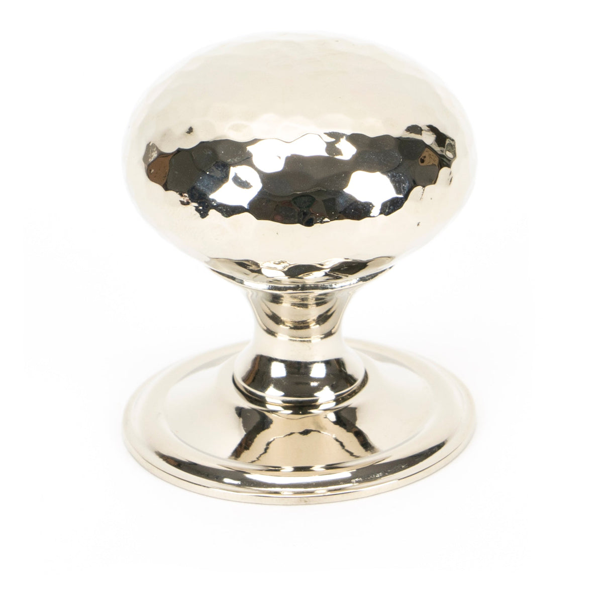 From The Anvil's Polished Nickel Hammered Mushroom Cabinet Knob