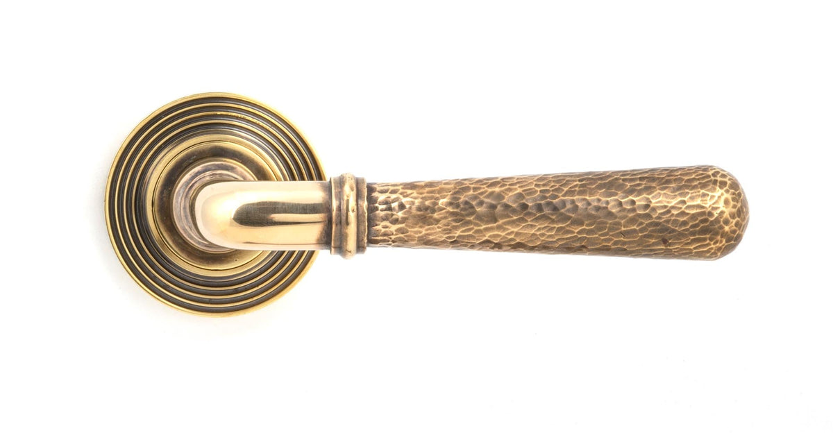 Hammered Newbury Lever on Rose Set (Sprung) by From The Anvil