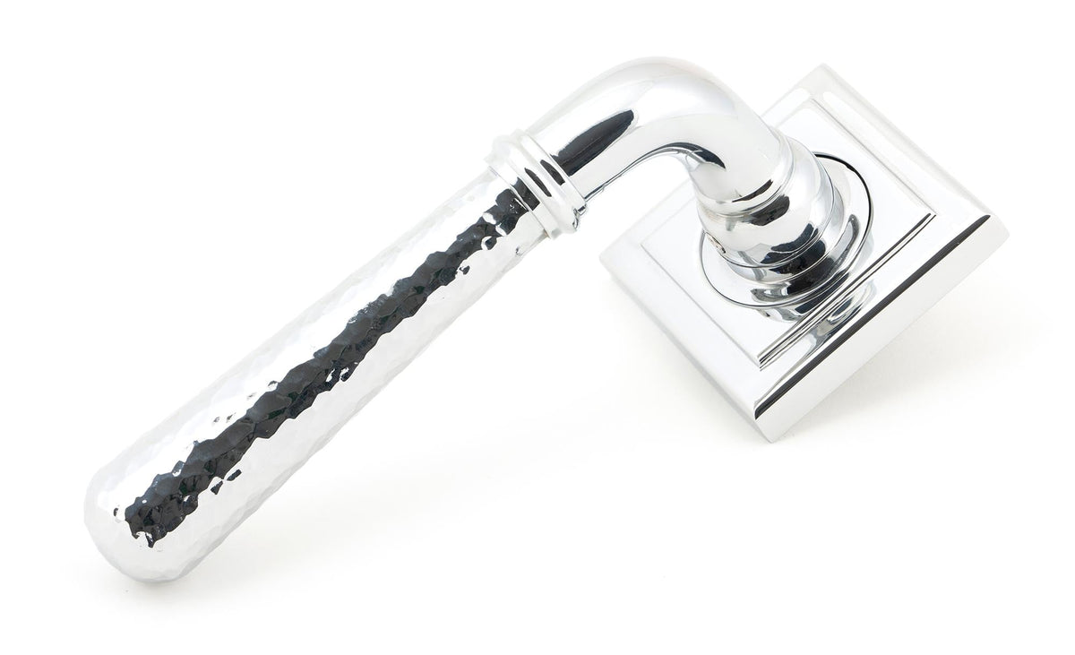 From The Anvil's Polished Chrome Hammered Newbury Lever on Rose Set (Sprung)