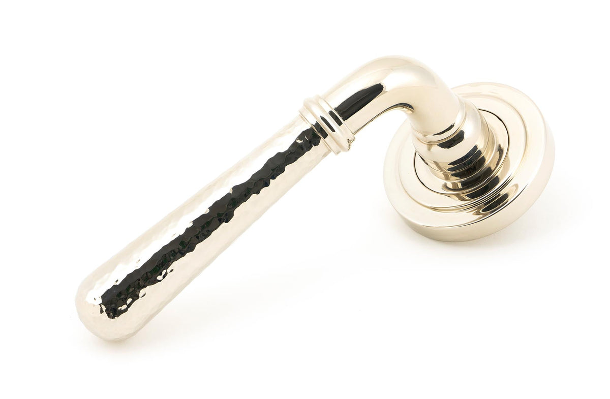 From The Anvil's Polished Nickel Hammered Newbury Lever on Rose Set (Sprung)