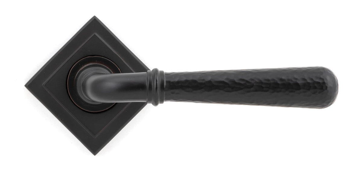 Hammered Newbury Lever on Rose Set (Sprung) by From The Anvil