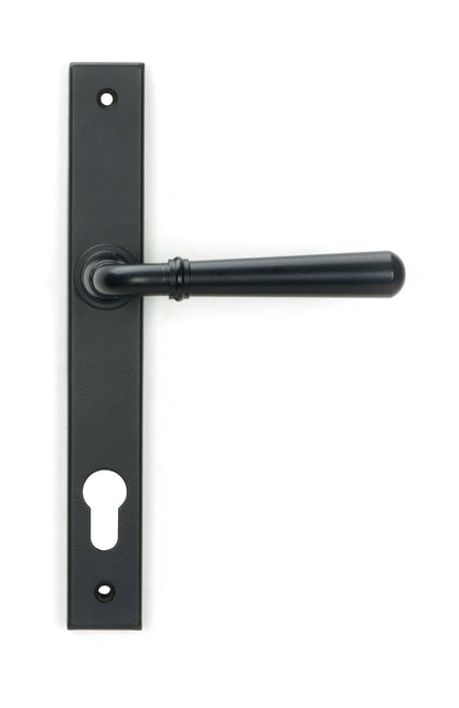 From The Anvil's Matt Black Newbury Slimline Lever Espag. Lock Set