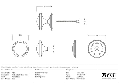 Art Deco Centre Door Knob by From The Anvil