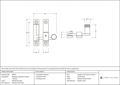 Brompton Quadrant Fastener - Narrow by From The Anvil