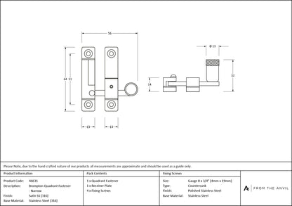 Brompton Quadrant Fastener - Narrow by From The Anvil