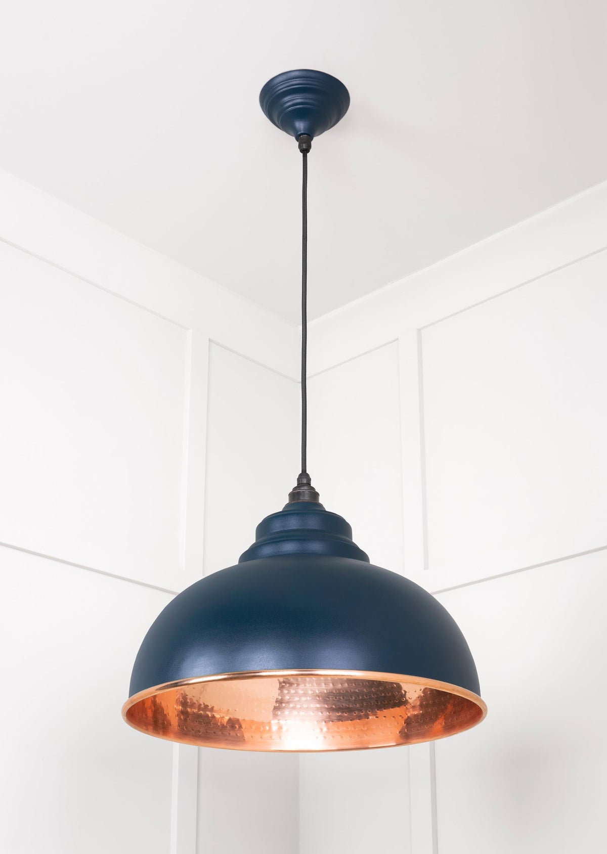 Hammered Copper Harborne Pendant by From The Anvil