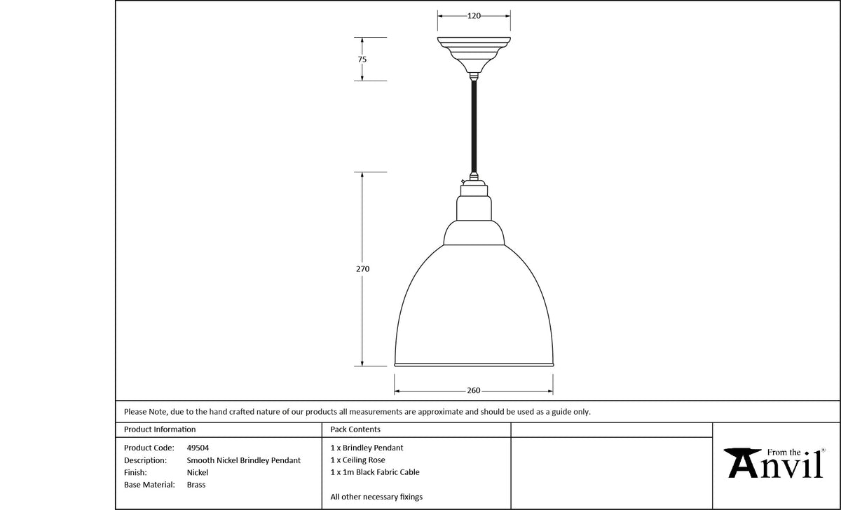 Smooth Nickel Brindley Pendant by From The Anvil