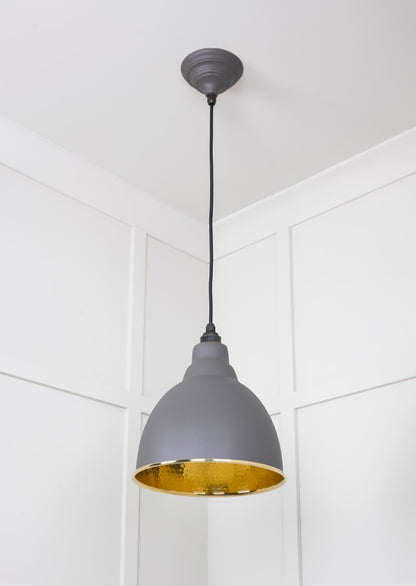Hammered Brass Brindley Pendant by From The Anvil