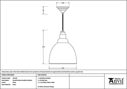 Smooth Brass Brindley Pendant by From The Anvil