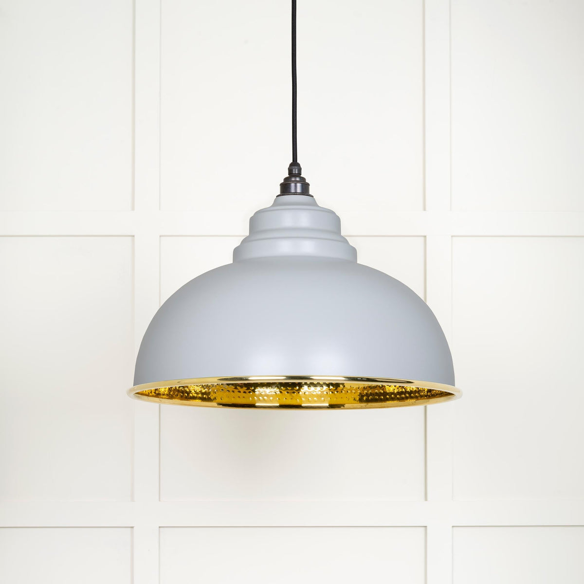 Hammered Brass Harborne Pendant by From The Anvil