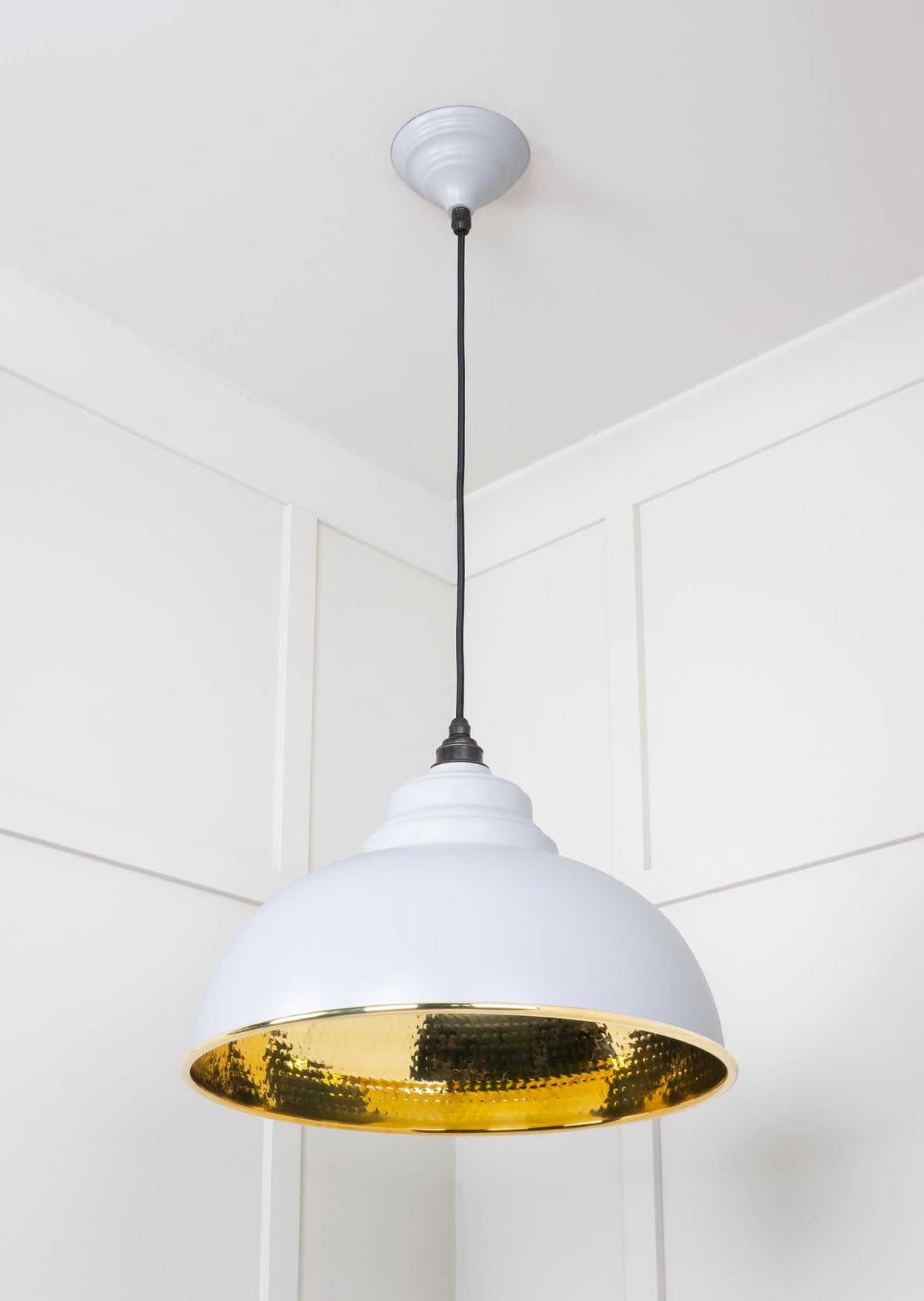 Hammered Brass Harborne Pendant by From The Anvil