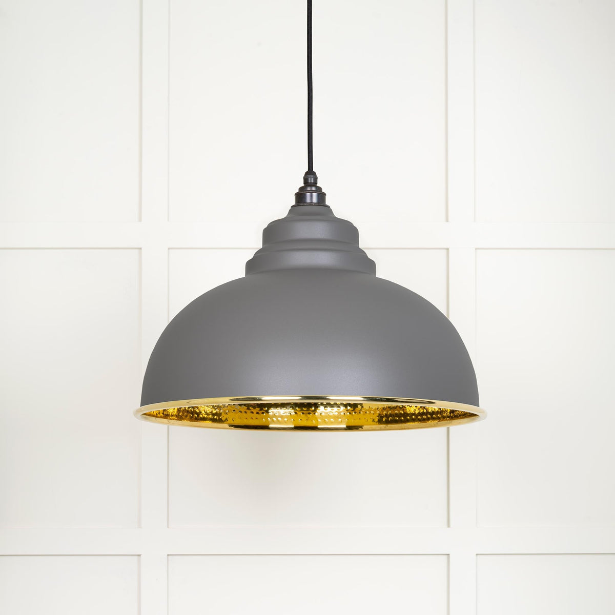 Hammered Brass Harborne Pendant by From The Anvil