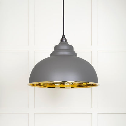 Hammered Brass Harborne Pendant by From The Anvil