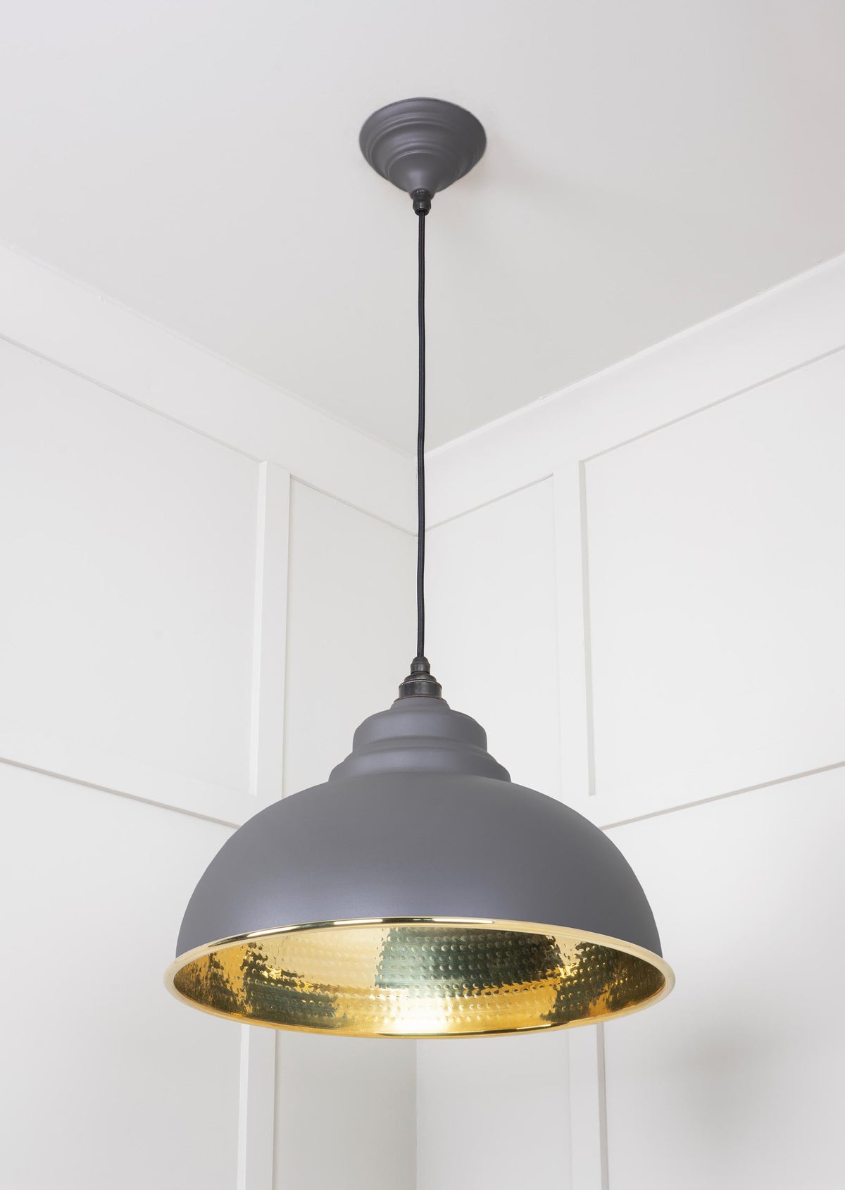 Hammered Brass Harborne Pendant by From The Anvil