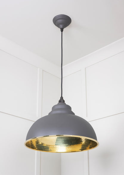 Hammered Brass Harborne Pendant by From The Anvil