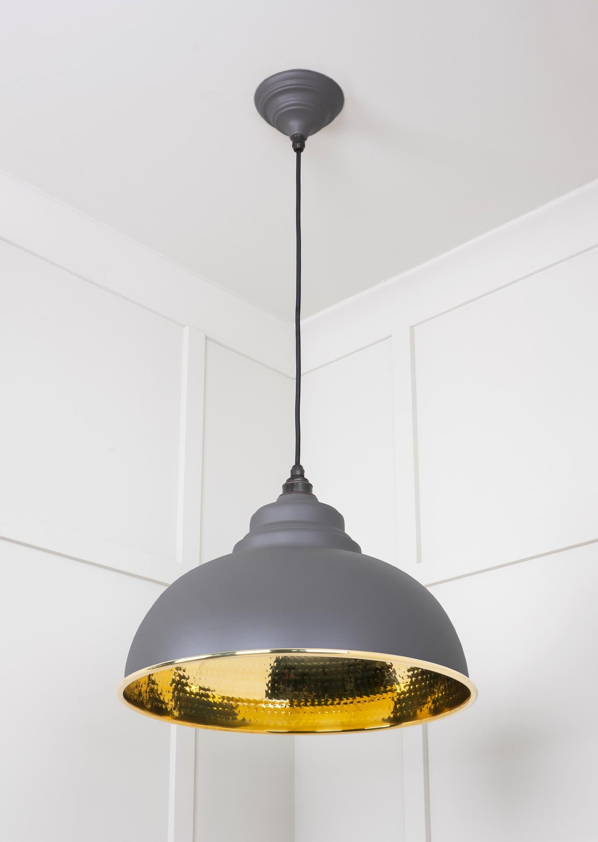 Hammered Brass Harborne Pendant by From The Anvil