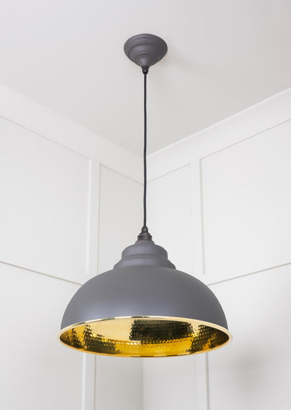 Hammered Brass Harborne Pendant by From The Anvil