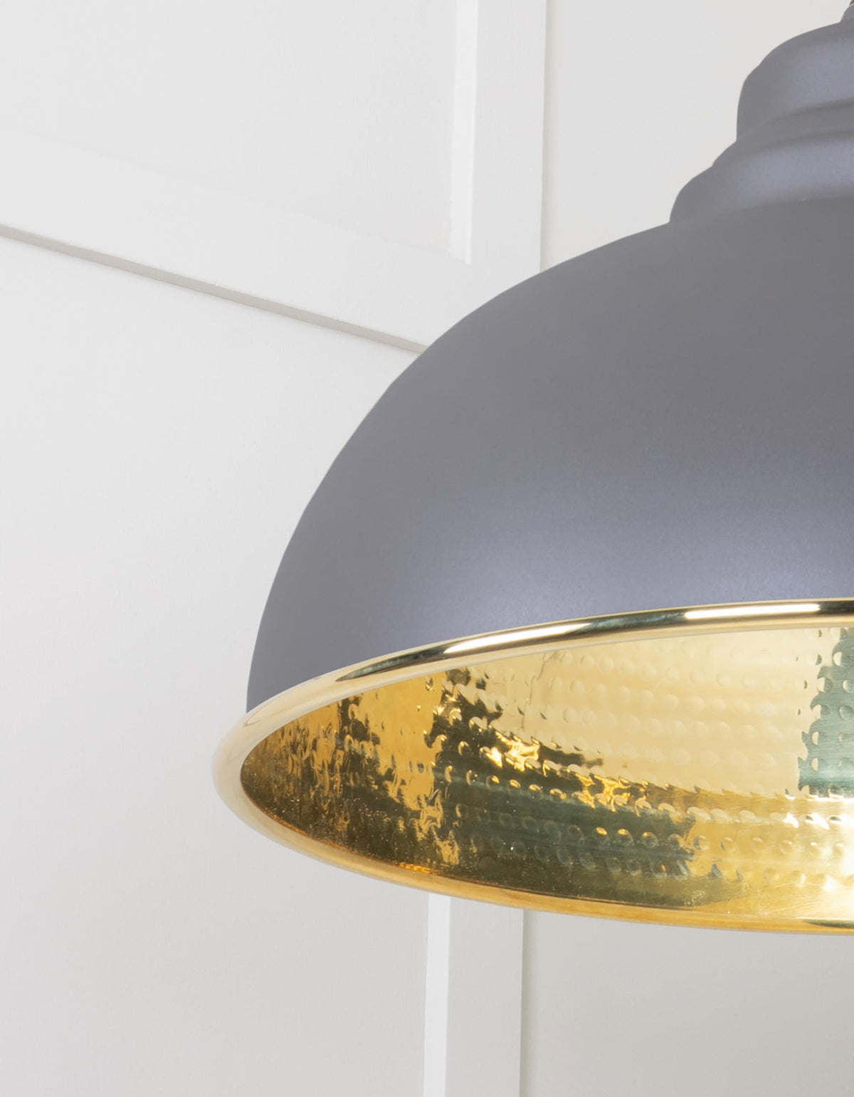 Hammered Brass Harborne Pendant by From The Anvil