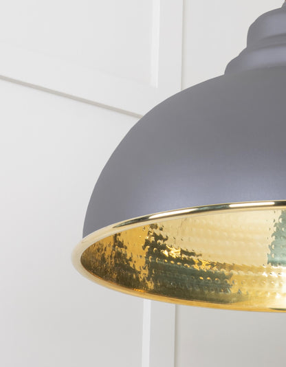 Hammered Brass Harborne Pendant by From The Anvil