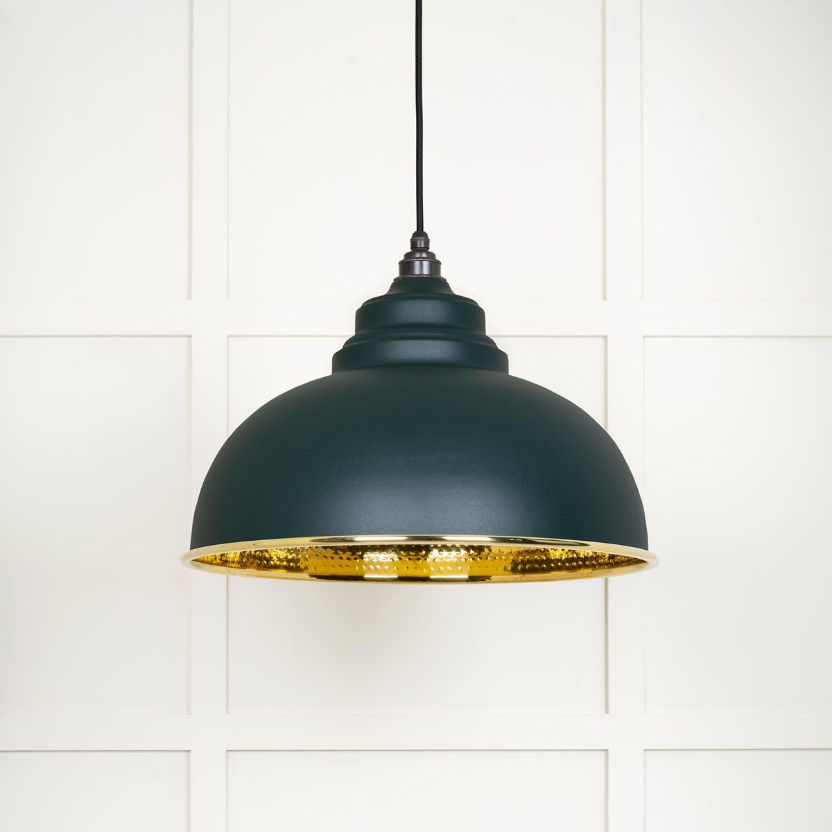 Hammered Brass Harborne Pendant by From The Anvil