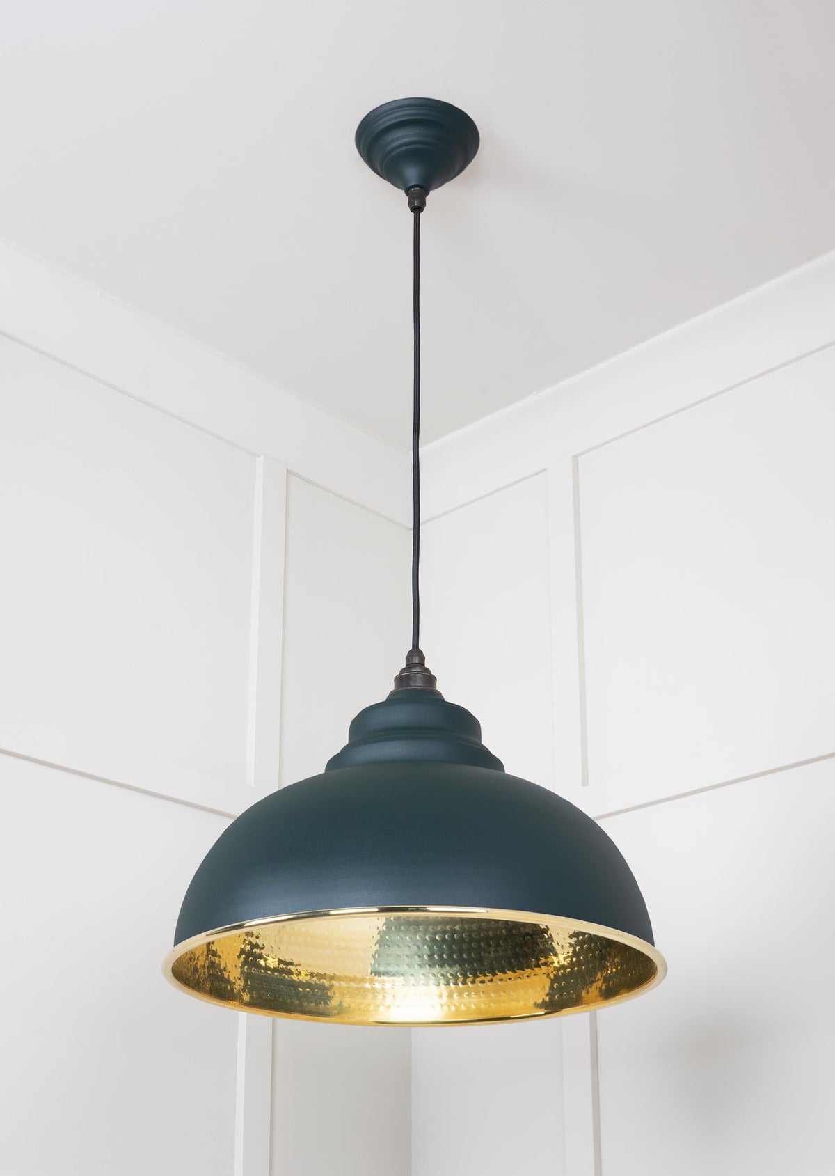 Hammered Brass Harborne Pendant by From The Anvil