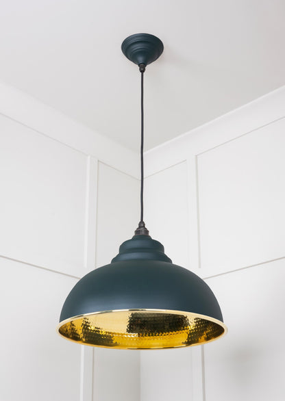 Hammered Brass Harborne Pendant by From The Anvil
