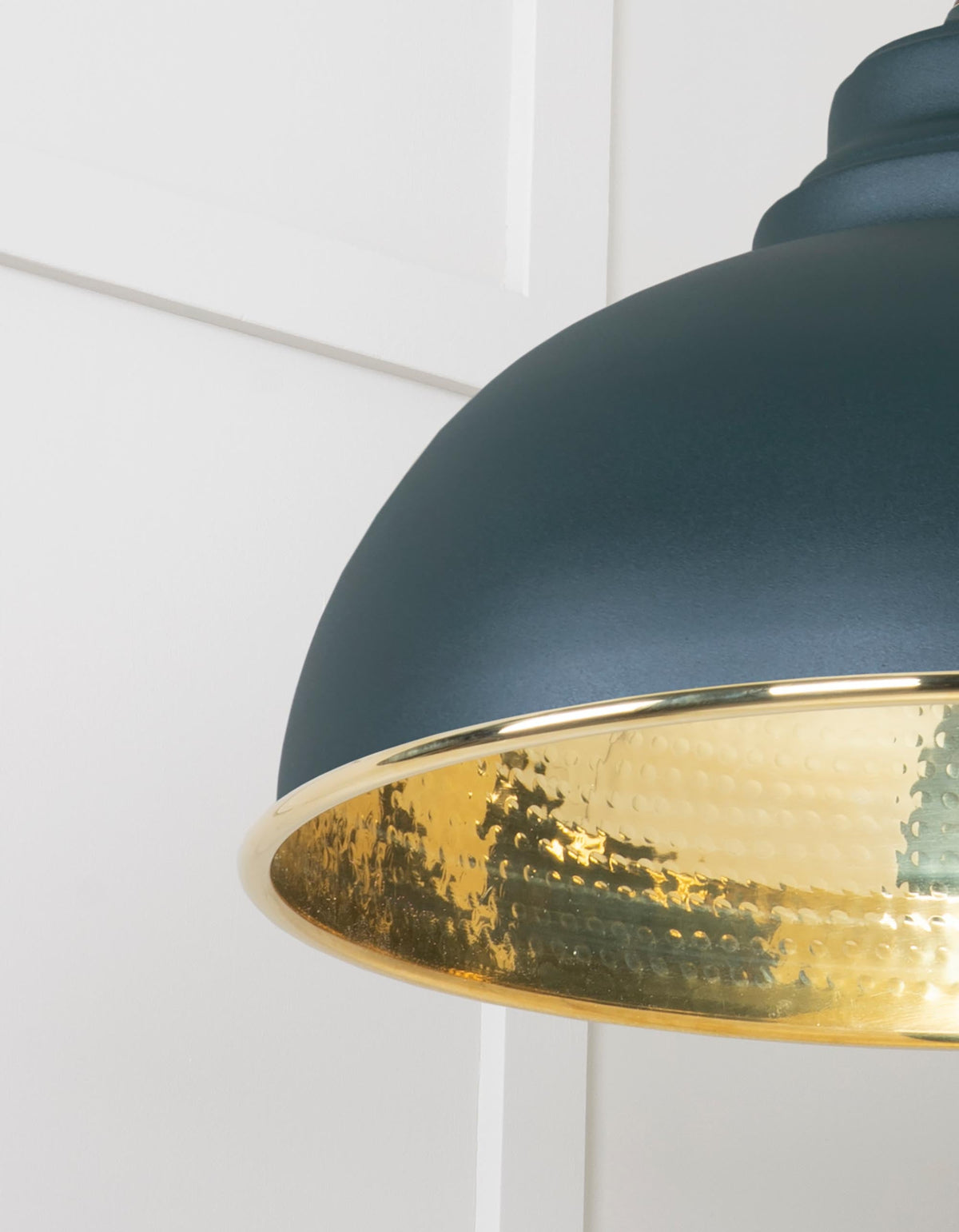 Hammered Brass Harborne Pendant by From The Anvil