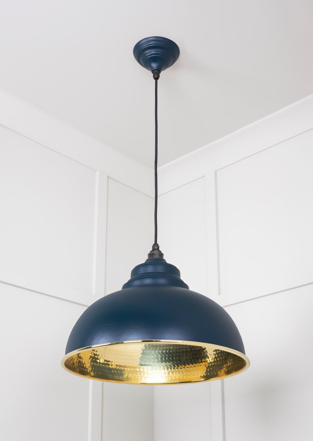 Hammered Brass Harborne Pendant by From The Anvil