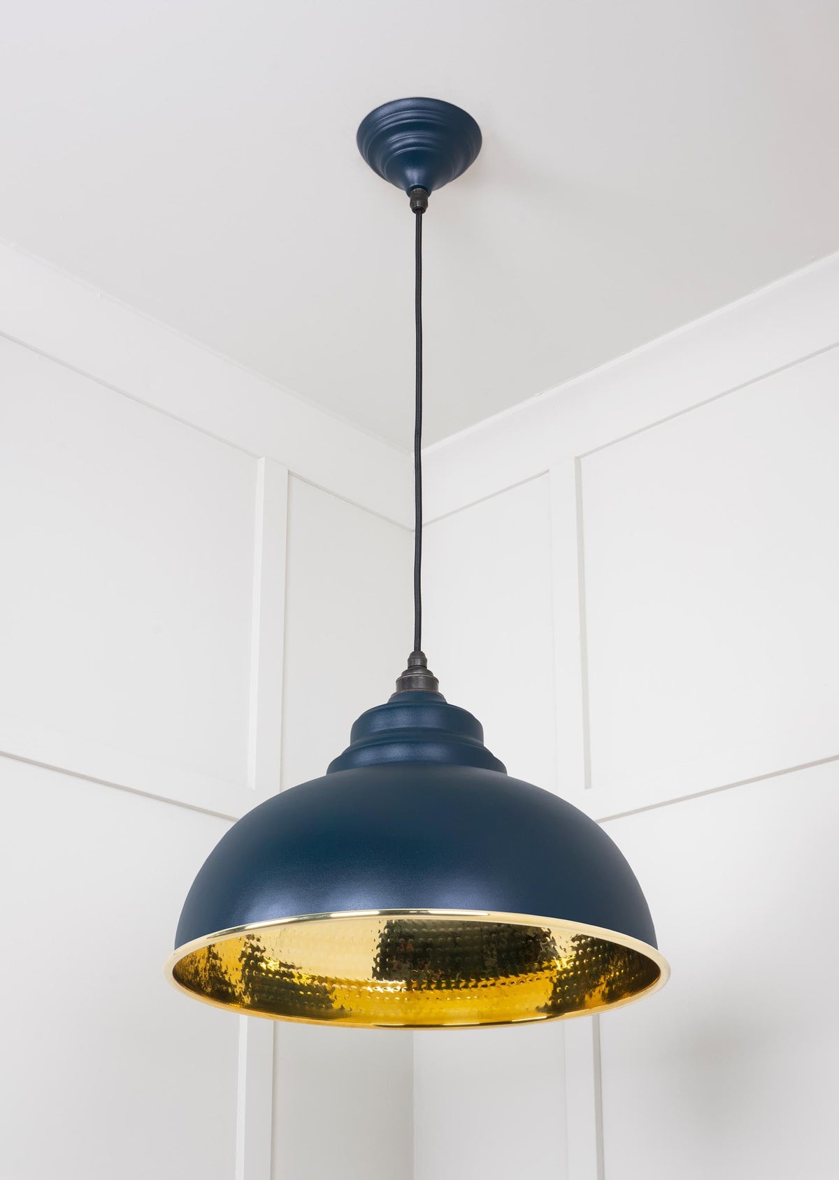 Hammered Brass Harborne Pendant by From The Anvil