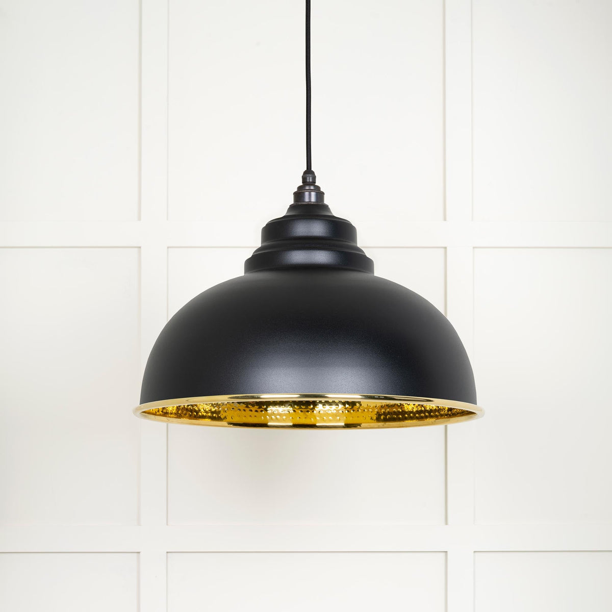 Hammered Brass Harborne Pendant by From The Anvil