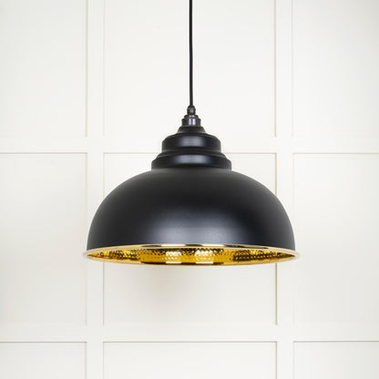 Hammered Brass Harborne Pendant by From The Anvil