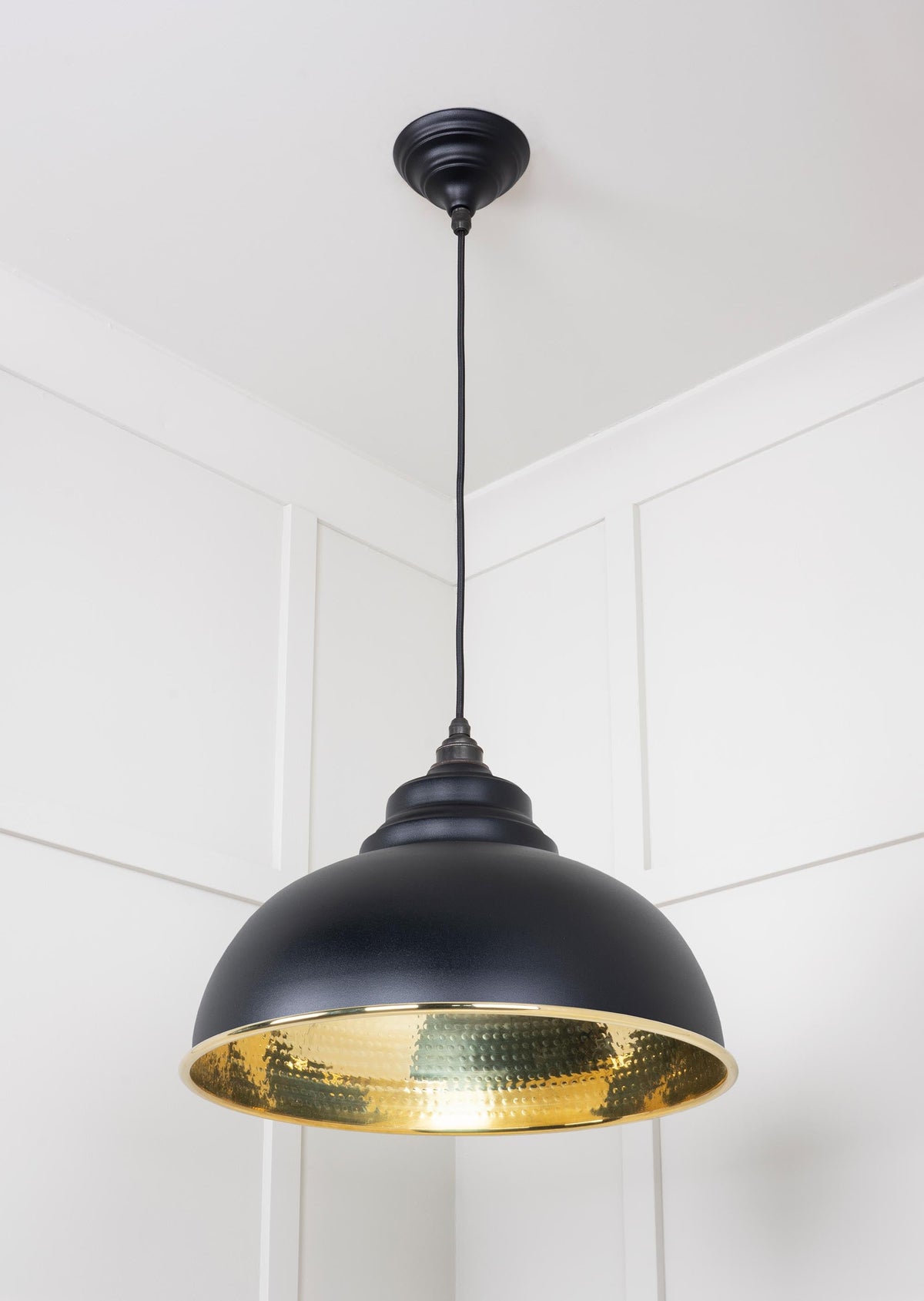 Hammered Brass Harborne Pendant by From The Anvil