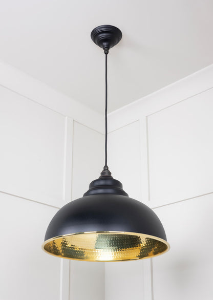 Hammered Brass Harborne Pendant by From The Anvil