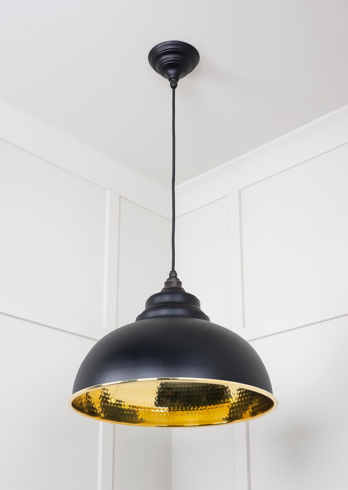 Hammered Brass Harborne Pendant by From The Anvil