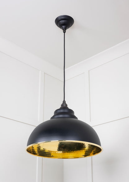 Hammered Brass Harborne Pendant by From The Anvil