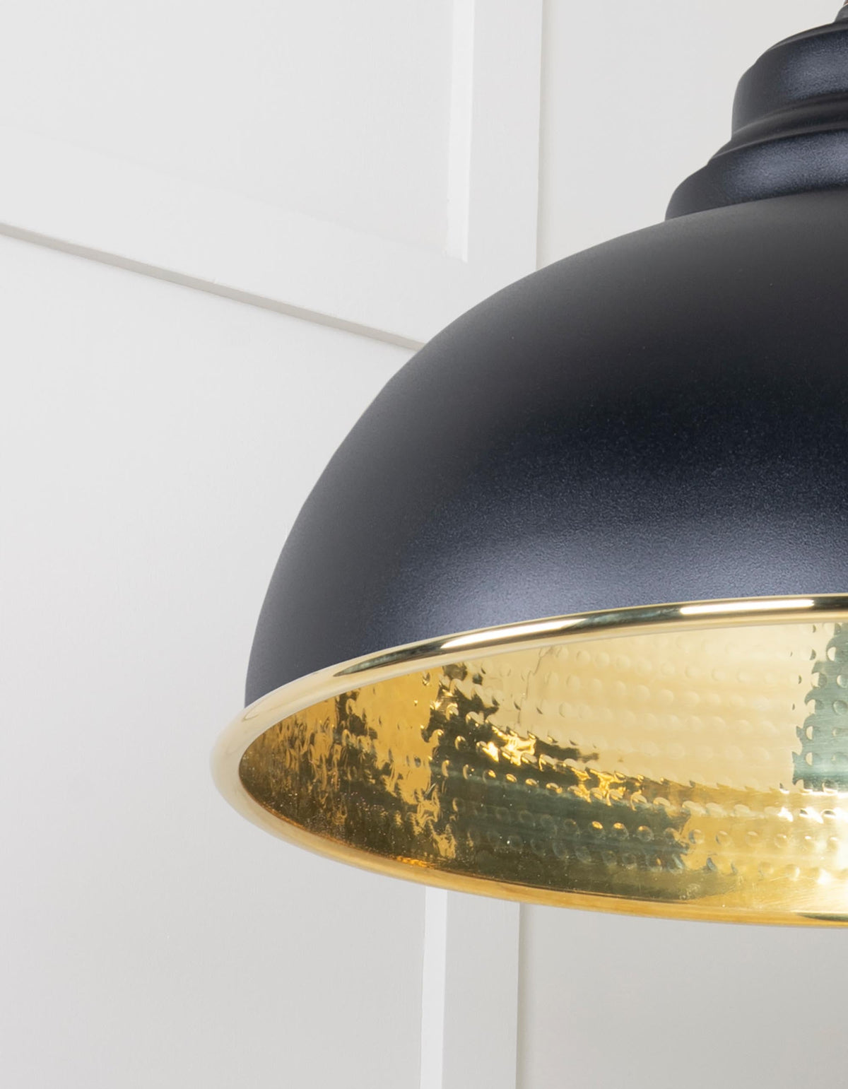 Hammered Brass Harborne Pendant by From The Anvil