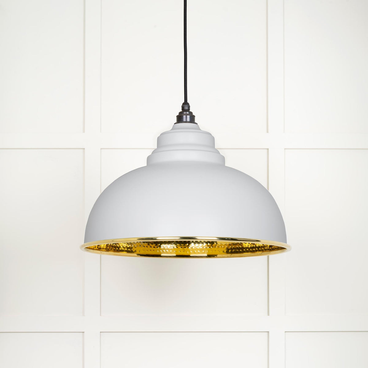 Hammered Brass Harborne Pendant by From The Anvil