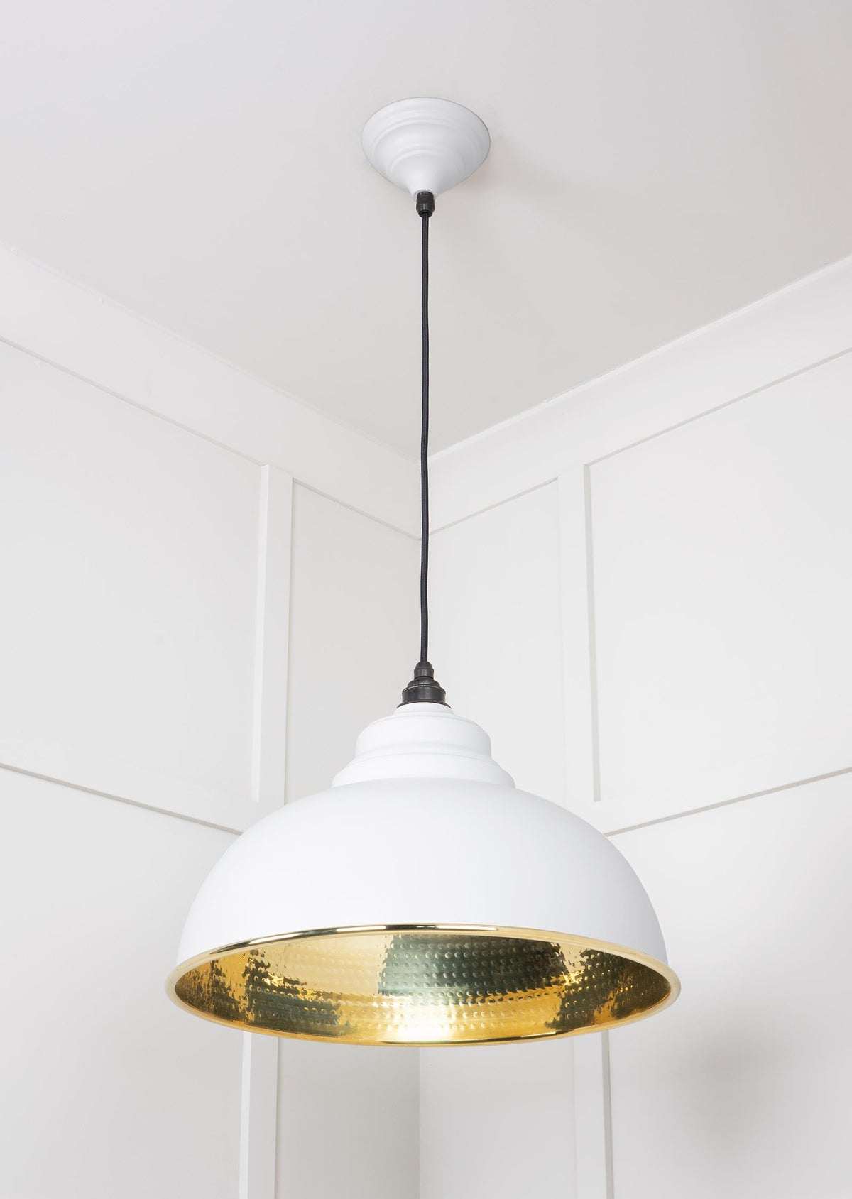 Hammered Brass Harborne Pendant by From The Anvil