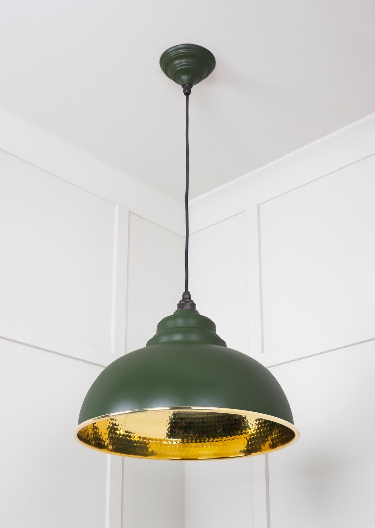 Hammered Brass Harborne Pendant by From The Anvil