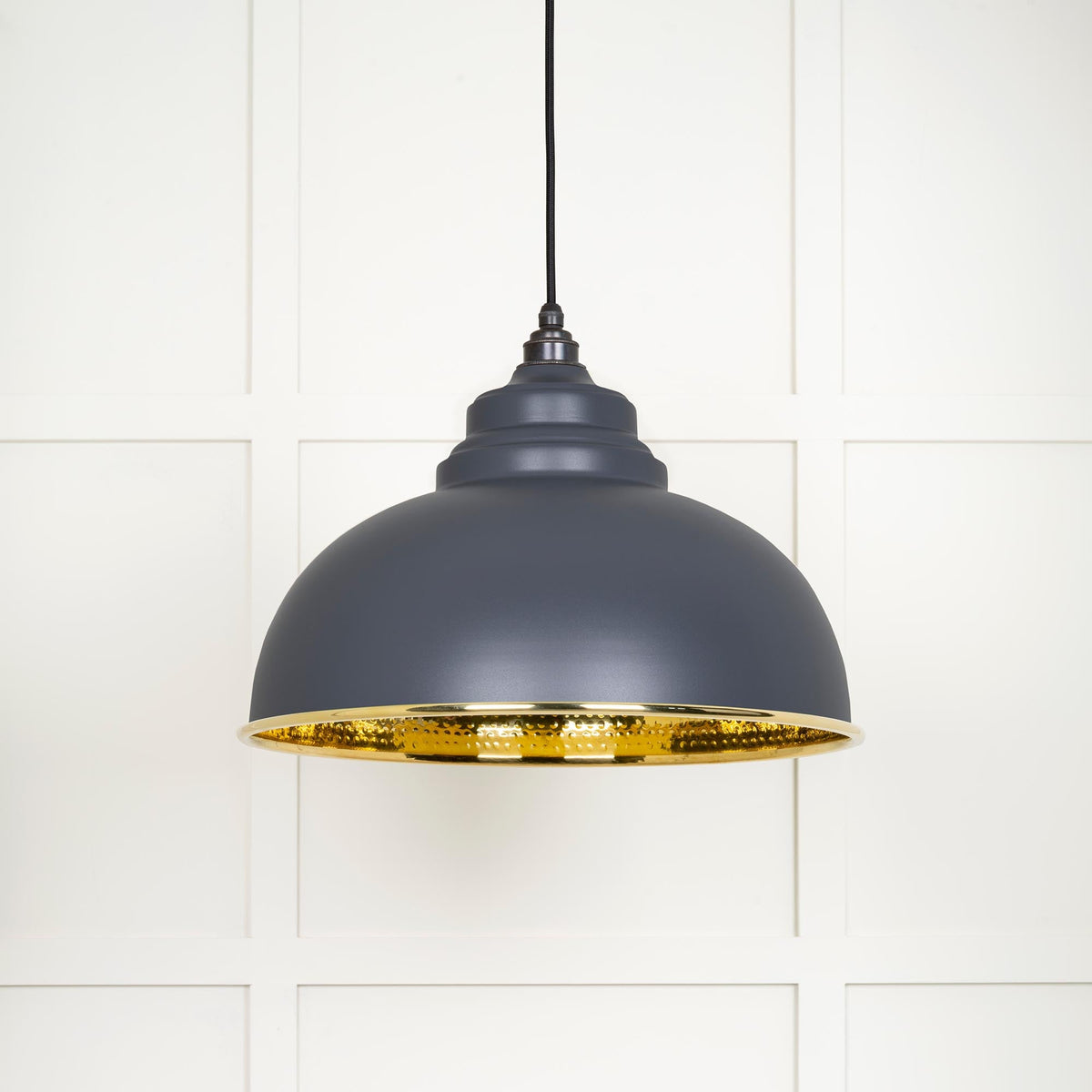 Hammered Brass Harborne Pendant by From The Anvil